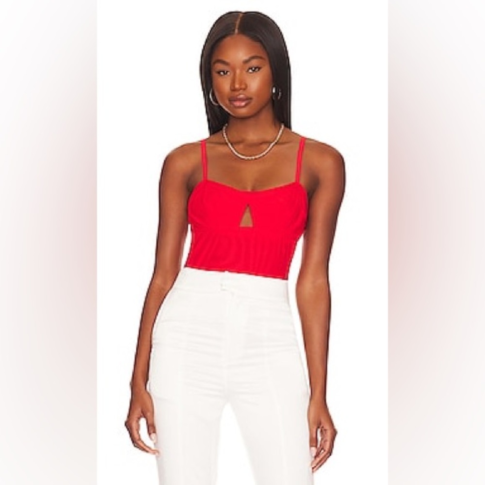 WE ARE HAH: Under‎ The Wire Bodysuit in Blood Orange